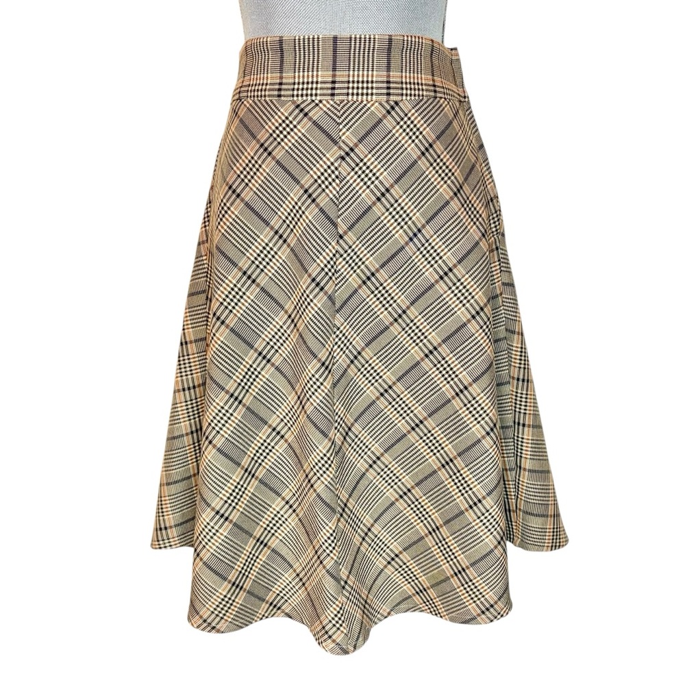 Alcea Rosea Plaid A-Line Skirt